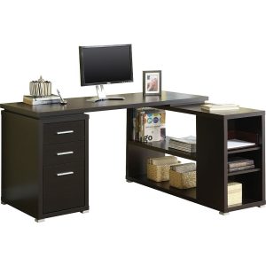 PEA510 Computer Desk - Home Office - Corner - Storage Drawers - L Shape - Work - Laptop - Laminate - Brown