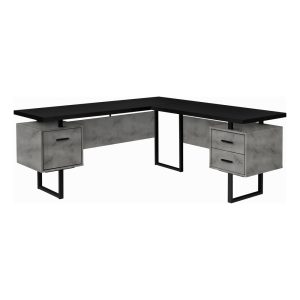 PEA512 Computer Desk - Home Office - Corner - Storage Drawers - 70"L - L Shape - Work - Metal - Grey