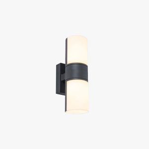 PEA447 Cylindrical Metal/Acrylic Rotatable Outdoor Waterproof Wall Lamp, Black/White