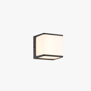 PEA448 Minimalist Rectangular Acrylic Sensor Solar Outdoor Wall Lamp, Black/White