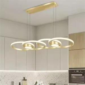 PEA484 Simple Gold Circle Dining Room Pendant Lamp Atmosphere Creative Rings Pendant Light Dining Table bar LED Chandelier
