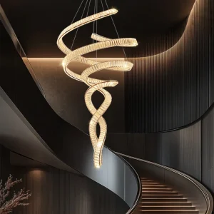 PEA503 Modern Light Luxury Duplex Villa Living Room Crystal Chandelier  Hotel Duplex Hall Hollow Staircase Long Luxury Chandelier