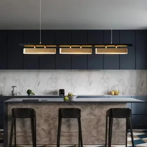 PEA491 Italian Luxury Restaurant Pendant Light Simple Creative Living Room Strip Hanging Lamp Senior Black+copper Chandelier