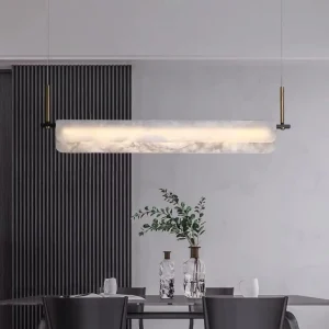 PEA483 Luxury Alabaster Linear Pendant Light Modern Minimalist Design for Copper Chandelier for Bar Island Tea Dining Room Ceiling Lamp