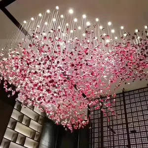 PEA507 Engineering Customized Lamp Decoration Show Room Big Hotel Lobby Crystal Glass Luxury Led Chandelier