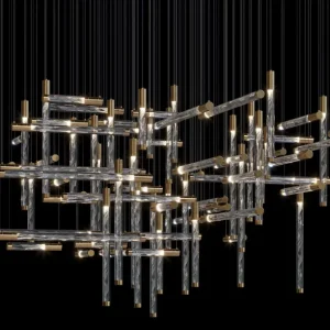 PEA490 Custom Creative Modern Simple Acrylic Strip Chandelier Dining Table Kitchen Island Living Room Bar Island Unique Pendant Light