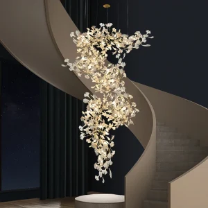 PEA502 Nordic Designer Hanging Lamps Customized Villa Living Room Lighting Pendant Lights Hotel Gold Large Home High Ceiling Chandelier