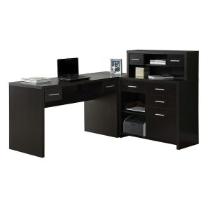 PEA511 Computer Desk - Home Office - Corner - Storage Drawers - L Shape - Work - Laptop - Laminate - Cappuccino