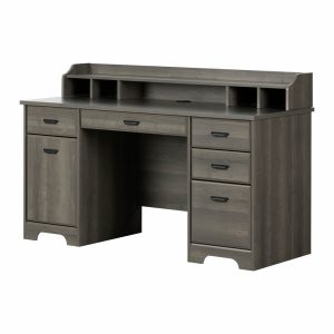 PEA518 Office Desk with Power Bar - Gray Maple