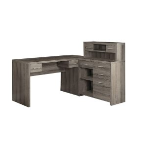 PEA509 Computer Desk - Home Office - Corner - Storage Drawers - L Shape - Work - Laptop - Laminate - Brown
