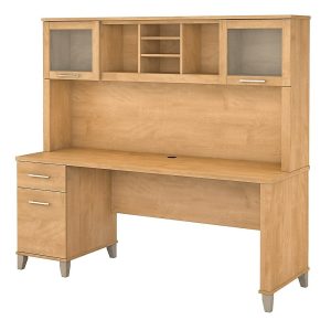 PEA514 72W Office Desk with Hutch - Maple Cross